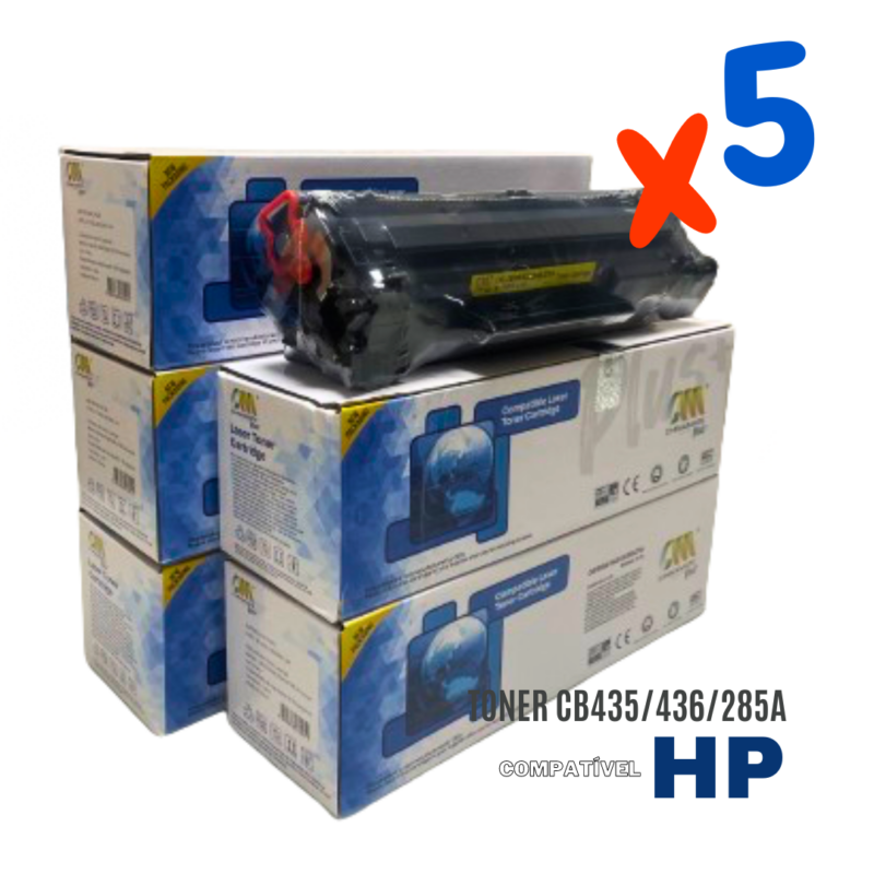 Kit 05 Toner HP CB435 CB436 CE285A - Compatível