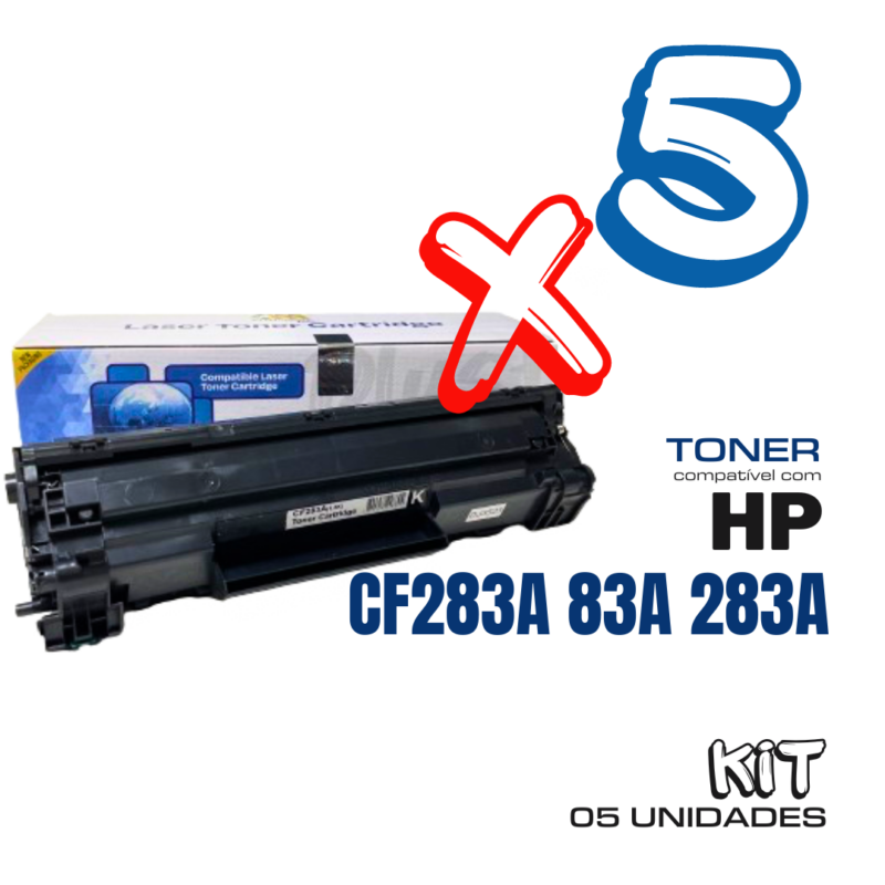 Kit 05 Toner HP CF283A 83A 283A | Compatível