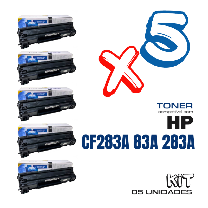 Kit 05 Toner HP CF283A 83A 283A | Compatível